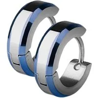BUNGSA Creolen-Set Creolen mit blauen Kanten Silber aus Edelstahl Unisex (1 Paar (2 Stück), 2-tlg), Ohrschmuck Ohrringe