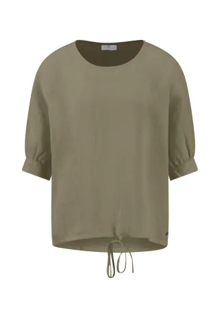 FYNCH-HATTON - BLOUSE RUFFEL BIND LINEN MIX CHAM barley green - Gr. - 46