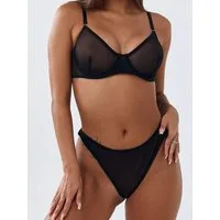 Elegant Love Set: Bügel-BH Sexy Dessous-Set – Unterwäsche für Damen (Set, 2-tlg., mit Tanga) Reizwäsche – Transparentes Mesh-BH-Set