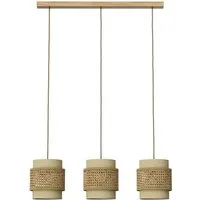 Vicco LED-Hängeleuchte Morten, Rattan/Creme, 70 x 120 cm