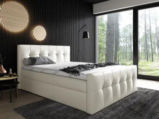 Boxspringbett Schlafzimmerbett OWEN 160x200cm Kunstleder Creme