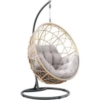 MIRJAN24 Hängesessel Aria, Korb aus natürlichem Rattan, Aluminiumskelett