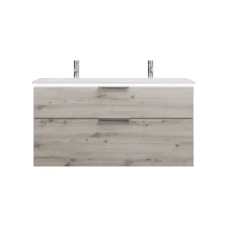 Burgbad Mineralguss Waschtisch-Set Eqio Eiche Dekor Silber/Alpinweiss, SEZF122F6015C0001 SEZF122F6015C0001