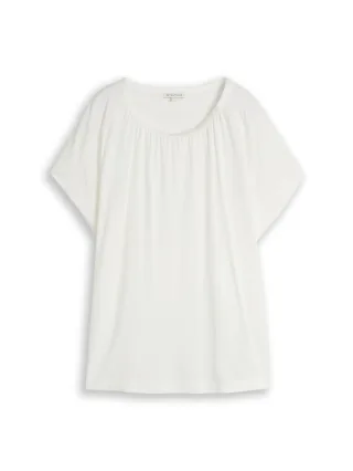 Tom Tailor - T-Shirt mit Raffungen whisper white - Gr. - XXL