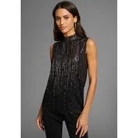 Laura Scott Shirttop aus elastischer Viskosemischung, mit Paillettenprint, ärmellos