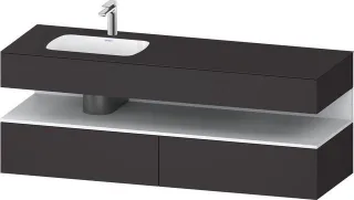 Duravit Qatego Einbauwaschtisch mit Konsolenwaschtischunterbau Graphit Supermatt 1600x500x600 mm - Q QA4795018800000