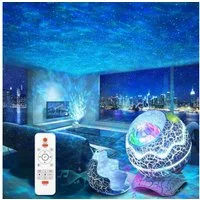 ANYSUN LED-Sternenhimmel Sternenhimmel Projektor mit Musikplayer Nachtlicht Aurora Effekt, LED Nachtlicht Polarlicht mit Fernbedienung, Weisse Rauschen Timer und Sternen für Kinder Erwachsene Deko
