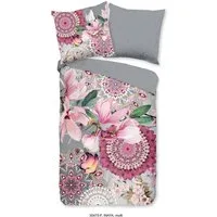 hip Wendebettwäsche Inaya, Biber, Flanell, 2 teilig, Biber, 135x200, Warm, Weich, Wendeoptik, Reißverschluss, Magnolie Grau