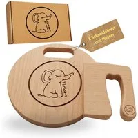 Eli Kinderkochmesser Kindermesser Set inkl. Schneidebrett und Holzmesser kindersicheres, hochwertiges 2 teiliges Set für Obst und Gemüse - Schneidebrett