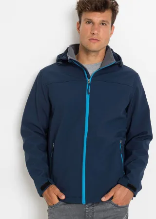 bonprix Wasserabweisende Softshelljacke, blau, Gr.56, Wind- und wasserabweisende Softshelljacke in stretchiger, atmungsaktiver Qualität. Kapuze und zwei seitlichen Eingrifftaschen mit Reißberschluss, aus Softshell