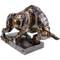 Kremers Schatzkiste Dekofigur Big Bull Stier Steampunk Handbemalte Dekofigur Polyresin Skulptur