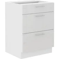 Küchen-Preisbombe Auszugsunterschrank 60 Küche Lara Weiß Hochglanz + Weiß Küchenzeile Küchenblock Soft-Close