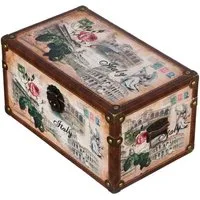 BIRENDY Dekoobjekt Truhe Kiste SJ08551 New York Paris Holztruhe mit Kunstleder bezogen