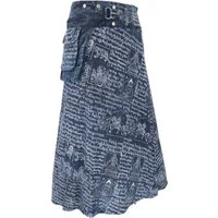 Guru-Shop Minirock Wickelrock, langer Rock mit Druckknöpfen, Boho.. alternative Bekleidung