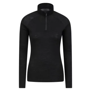 Mountain Warehouse Damen/Damen Merinowolle Zip Neck Thermal Top (Schwarz)
