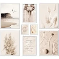 ARTFAVES Bilder-Collage Poster Set Beige Dreams I mehrteilige Bilderwand I Wandbilder Strand, (Wandbilder modern, 8 St)
