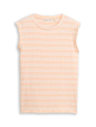 Denim Tom Tailor - Top mit Streifenmuster apricot white gradient stripe - Gr. - XL
