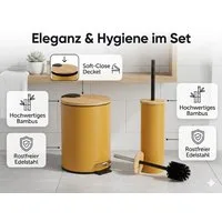 LikeKa Badaccessoire-Set 2 teilig Toilettenbürste und Kosmetikeimer matt mit Absenkautomatik
