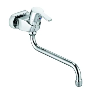Kludi Logo Neo Küchenarmatur 379140575 Wand Armatur, chrom, mit schwenkbarem Gussauslauf