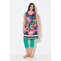 Ulla Popken Minikleid Jersey-Minikleid Paisley A-Linie Rundhals ärmellos