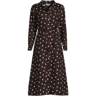 Premium Reinleinen-Midikleid für Damen in Plus-Größe, Damen, size: plus, Braun, by Lands' End