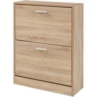 en.casa Schuhschrank »Sykkylven« Schuhkipper mit 2 Klappen 81 x 63 x 24 cm Sonoma-Eiche