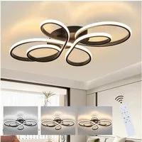 Nettlife LED Deckenleuchte Modern Schwarz Dimmbar Wohnzimmer 65W 40/66/80/100CM deckenlampe, Dimmbar mit Fernbedienung, LED fest integriert, kaltweißem, warmweißem, Schlafzimmer, Wohnzimmer, Büro, Arbeitszimmer, Küche