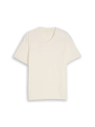 Tom Tailor - T-Shirt mit V-Ausschnitt gardenia white - Gr. - XL