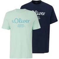 s.Oliver T-Shirt Casual (2-tlg) mit Rundhals-Ausschnitt, kurzarm, Logo-Aufdruck im 2er Pack