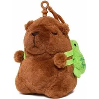 soma Plüschanhänger Capybara Plüsch Anhänger mit Rucksack Backpack Clip Braun Grün 11 cm (Set, 1-St., Plüschtier mit Anhänger), Capybara Anhänger mit grünem Mini-Rucksack und Clipbefestigung