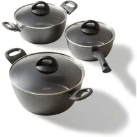STONELINE Topf-Set, Aluminium, Keramik (6-tlg), mit echten Steinpartikeln, induktionsgeeignet, Designed in Germany