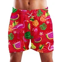 King Kameha Badeshorts Flamingo Melone Hawaii Bade-Shorts Mesh-Einsatz Verschluss Kordelzug Mit integriertem Mesh-Innenslip für extra Komfort