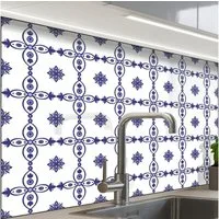 KitchenYeah Küchenrückwand Muster selbstklebend (keine Folie) Portugal - Muster - Blau, (1-tlg), Spritzschutz, Küche, Rückwand, Küchenwand, Küchenfront, 30x20 cm