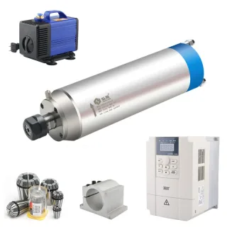 Professional 2.2KW Water Cooled CNC Spindle GDZ-80-24R 24000RPM ER20 Collets FC300 Inverter WY-3500 Water Pump 80mm Alum