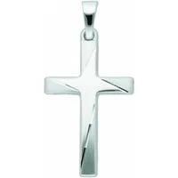Adelia´s Kreuzkette Halskette - 333 Weißgold Kreuzkette mit Kreuz Anhänger aus, Schmuckset mit bis 45 cm stufenlos verstellbarer 925 Silber Halskette