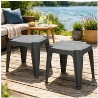 Progarden Sitzhocker Gartenhocker Kunststoff 43x38x38 cm Anthrazit Arbeitshocker 2er Set (Set, 2 St., Packung), Vierbeiner, Wetterfest, Kunststoff, Schwarz, Stapelbar