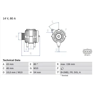 Bosch Lichtmaschine 80A Ford Fiesta Fusion Mazda 2 1,4