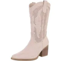 Ital-Design Damen Cowboyboots Western Westernstiefel (88671681) Blockabsatz Stiefel in Beige