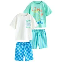 Next T-Shirt & Shorts Kurzärmeliges T-Shirt und Shorts im 2er-Set (4-tlg)