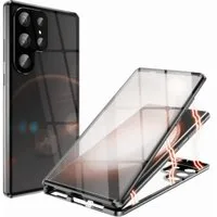 CoolGadget Handyhülle Metall Magnet Handy Case für Samsung Galaxy S22 Ultra 6,8 Zoll, Hülle 360 Grad Schutz Cover Gehärtetes Glas für Samsung S22 Ultra