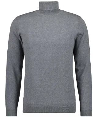 RAGMAN - Strickpullover mit Rollkragen, Baumwolle/Kaschmir mittelgrau - Gr. - M