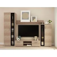 MIRJAN24 Wohnwand Bentley, (4er-Set, TV-Lowboard, Hochvitrine, Wandregal, Vitrine), Praktische Anbauwand mit viel Stauraum