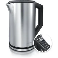 Arendo Wasserkocher Doppelwand, Edelstahl, Temperatureinstellung 40°–100°C mit Anzeige, 1,5 l, 2200 W, in 5 °C-Schritten einstellbar, Teekocher mit Temperaturanzeige