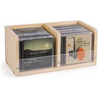 BlingBin CD-Regal CD-Ständer aus Holz und Acryl, 2 Ebenen, für bis zu 30 CD-Hüllen, CD-Aufbewahrung 1-tlg., kompakter Medien Organizer für Schreibtisch, Regal und Wohnzimmer
