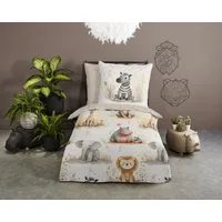 PURE luxury collection Kinderbettwäsche Pete, Microfaser, 2 teilig, Mikrofaser, 135x200, 2 Teilig, Wendeoptik, Kind, Tiere, Sand