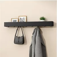 doporro Garderobenleiste Wandgarderobe Hakenleiste mit Ablage aus Kohlenstoffstahl Reglo-05 (8 St), Kombination aus Ablagefläche und unteren Haken