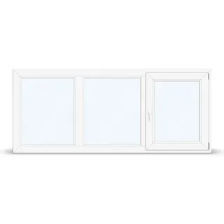 Dreiflügeliges Fenster, Kunststoff, Kömmerling 70 AD, Weiß, 1510 x 635 mm, 2-fach Verglasung, individuell online konfigurieren