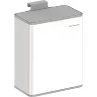 SONGMICS Mülleimer hängend, 8 L, Stahl-Abfalleimer, für Unterschrank Badezimmer, mit Deckel für Biomüll, mit Haken, an der Schranktür oder Wand, weiß
