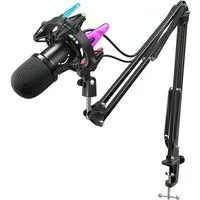FIFINE Mikrofon USB Metall Mikrofon Set Streaming mit Mikrofonarm