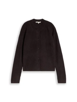 Denim Tom Tailor - Cosy Cardigan mit Rundhalsausschnitt dark plum melange - Gr. - XXL